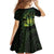 Kia Orana Kuki Airani Family Matching Off Shoulder Short Dress and Hawaiian Shirt Cook Islands Tangaroa God Tatau Green