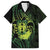 Kia Orana Kuki Airani Family Matching Off Shoulder Short Dress and Hawaiian Shirt Cook Islands Tangaroa God Tatau Green