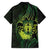 Kia Orana Kuki Airani Family Matching Off Shoulder Short Dress and Hawaiian Shirt Cook Islands Tangaroa God Tatau Green