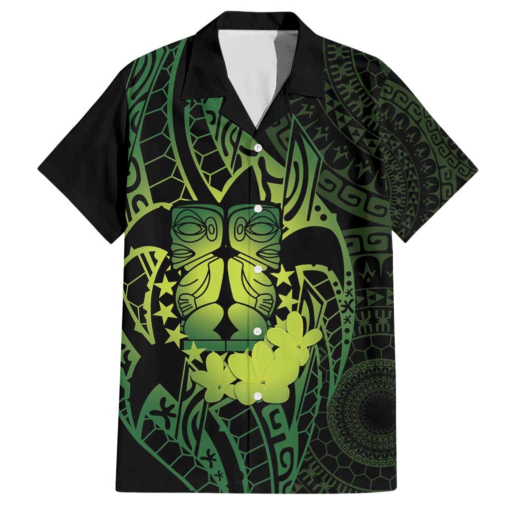 Kia Orana Kuki Airani Hawaiian Shirt Cook Islands Tangaroa God Tatau Green