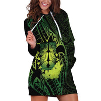Kia Orana Kuki Airani Hoodie Dress Cook Islands Tangaroa God Tatau Green