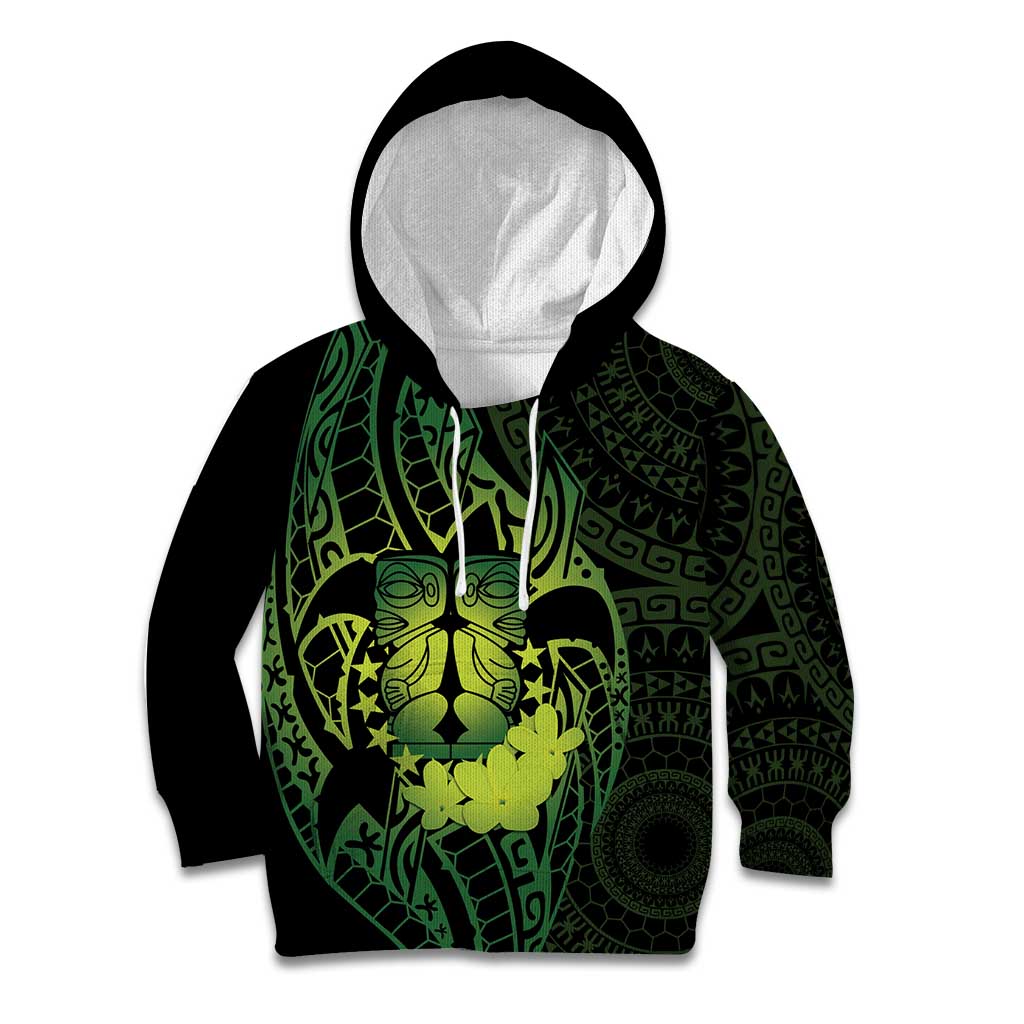 Kia Orana Kuki Airani Kid Hoodie Cook Islands Tangaroa God Tatau Green