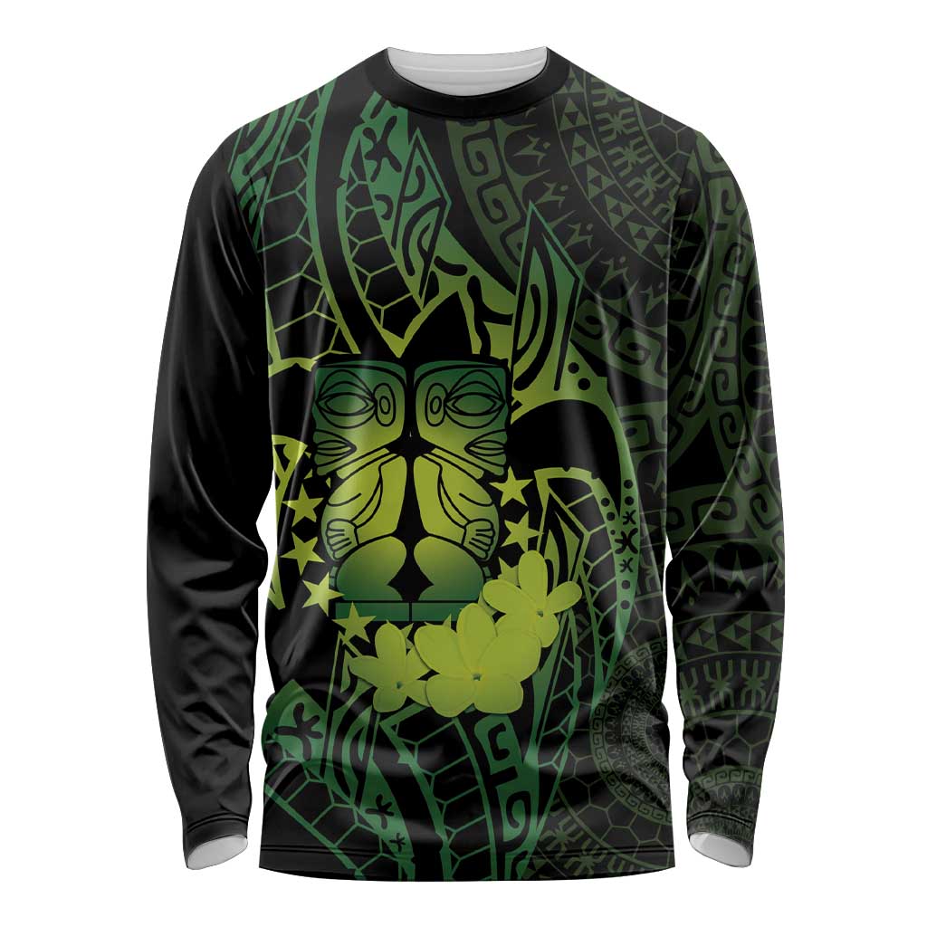 Kia Orana Kuki Airani Long Sleeve Shirt Cook Islands Tangaroa God Tatau Green
