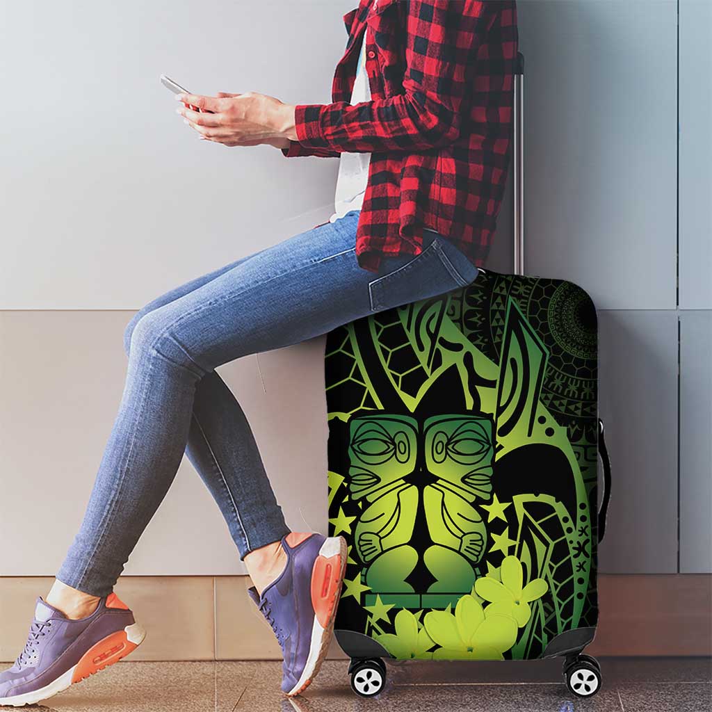 Kia Orana Kuki Airani Luggage Cover Cook Islands Tangaroa God Tatau Green