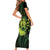 Kia Orana Kuki Airani Short Sleeve Bodycon Dress Cook Islands Tangaroa God Tatau Green