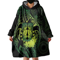 Kia Orana Kuki Airani Wearable Blanket Hoodie Cook Islands Tangaroa God Tatau Green