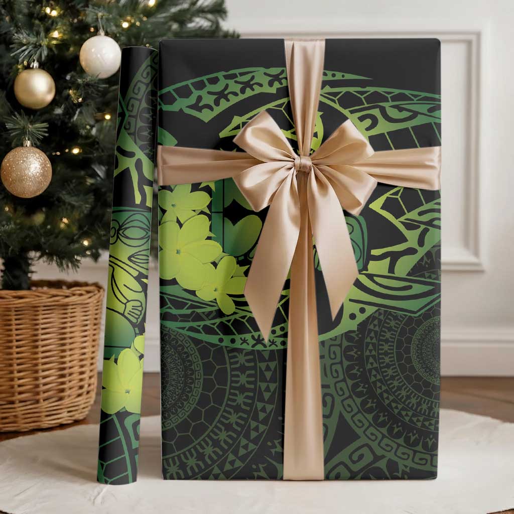 Kia Orana Kuki Airani Wrapping Paper Cook Islands Tangaroa God Tatau Green - Polynesian Pride
