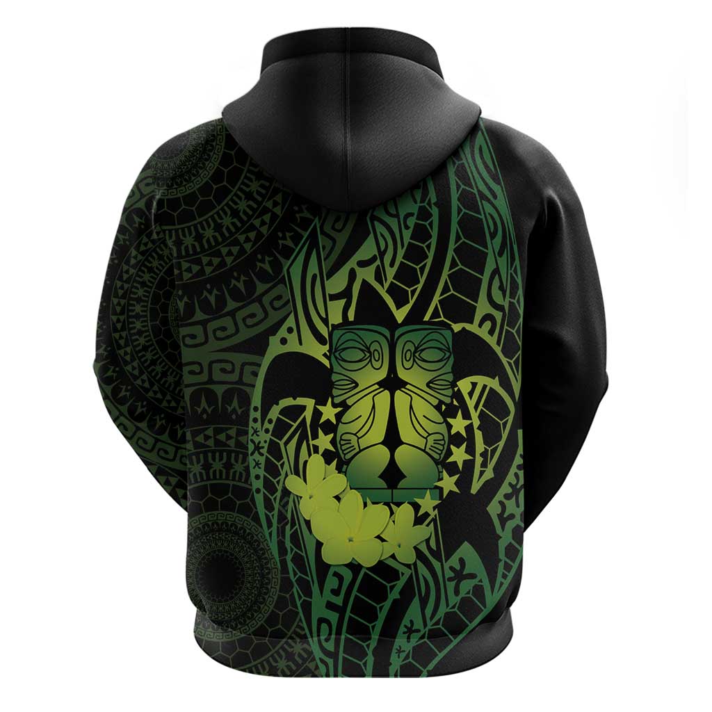 Kia Orana Kuki Airani Zip Hoodie Cook Islands Tangaroa God Tatau Green
