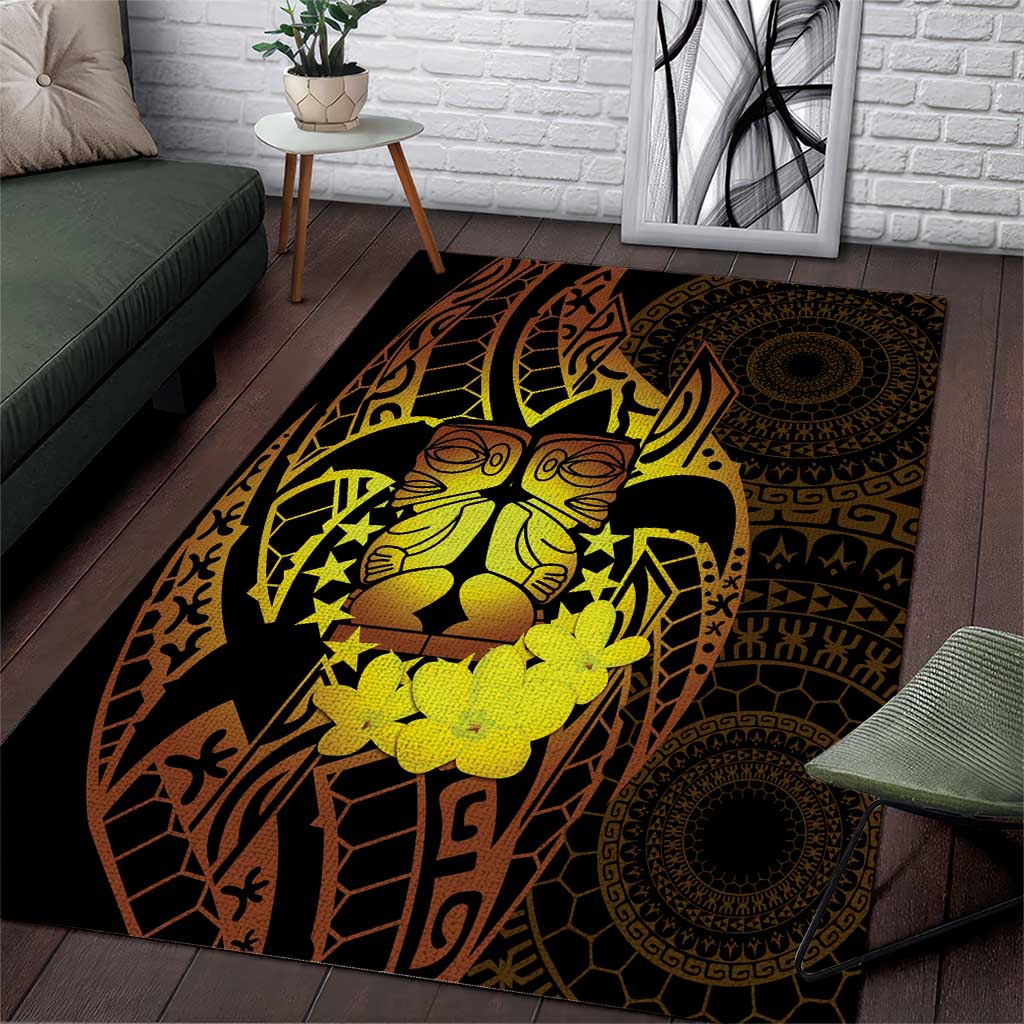 Kia Orana Kuki Airani Area Rug Cook Islands Tangaroa God Tatau Gold