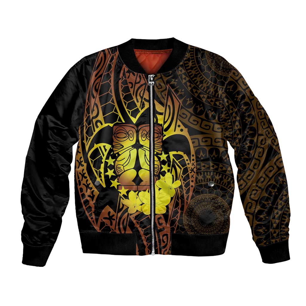 Kia Orana Kuki Airani Bomber Jacket Cook Islands Tangaroa God Tatau Gold