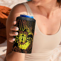 Kia Orana Kuki Airani 4 in 1 Can Cooler Tumbler Cook Islands Tangaroa God Tatau Gold