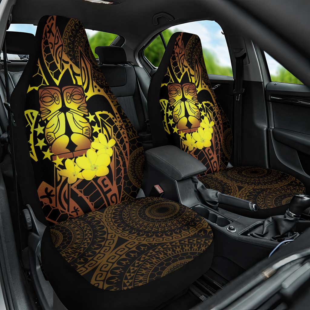 Kia Orana Kuki Airani Car Seat Cover Cook Islands Tangaroa God Tatau Gold