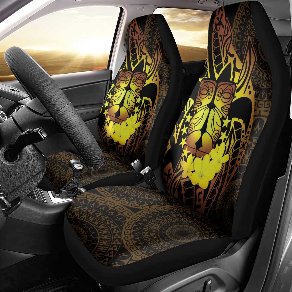 Kia Orana Kuki Airani Car Seat Cover Cook Islands Tangaroa God Tatau Gold