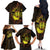 Kia Orana Kuki Airani Family Matching Off The Shoulder Long Sleeve Dress and Hawaiian Shirt Cook Islands Tangaroa God Tatau Gold