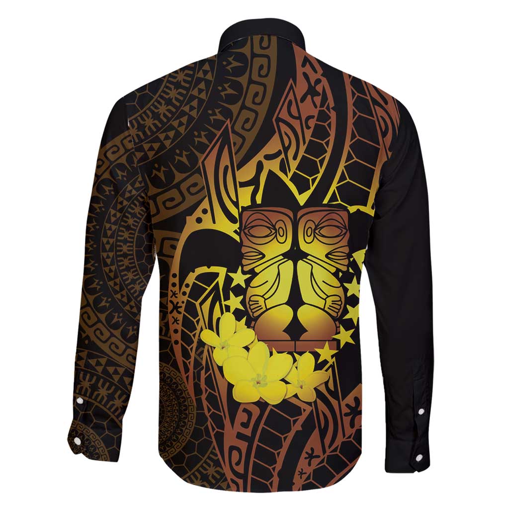 Kia Orana Kuki Airani Family Matching Off Shoulder Maxi Dress and Hawaiian Shirt Cook Islands Tangaroa God Tatau Gold