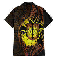 Kia Orana Kuki Airani Family Matching Off Shoulder Short Dress and Hawaiian Shirt Cook Islands Tangaroa God Tatau Gold