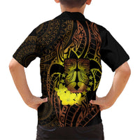 Kia Orana Kuki Airani Family Matching Short Sleeve Bodycon Dress and Hawaiian Shirt Cook Islands Tangaroa God Tatau Gold