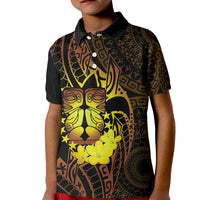 Kia Orana Kuki Airani Kid Polo Shirt Cook Islands Tangaroa God Tatau Gold