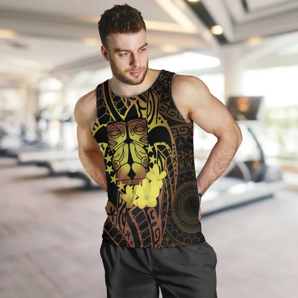 Kia Orana Kuki Airani Men Tank Top Cook Islands Tangaroa God Tatau Gold