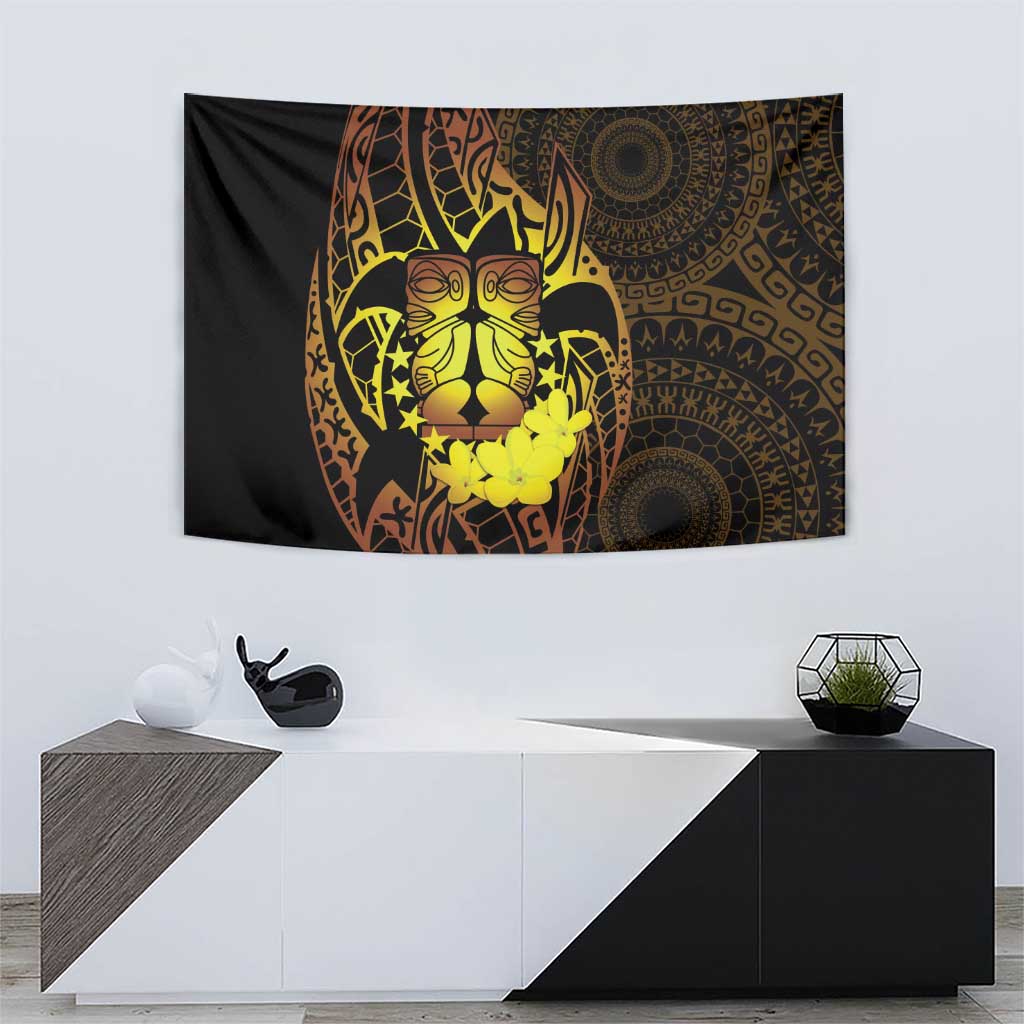 Kia Orana Kuki Airani Tapestry Cook Islands Tangaroa God Tatau Gold