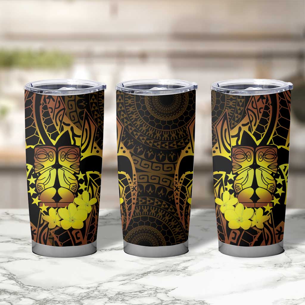 Kia Orana Kuki Airani Tumbler Cup Cook Islands Tangaroa God Tatau Gold