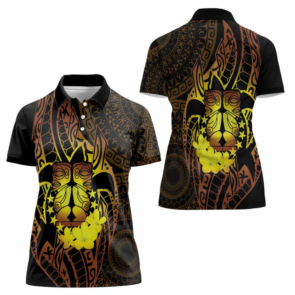 Kia Orana Kuki Airani Women Polo Shirt Cook Islands Tangaroa God Tatau Gold