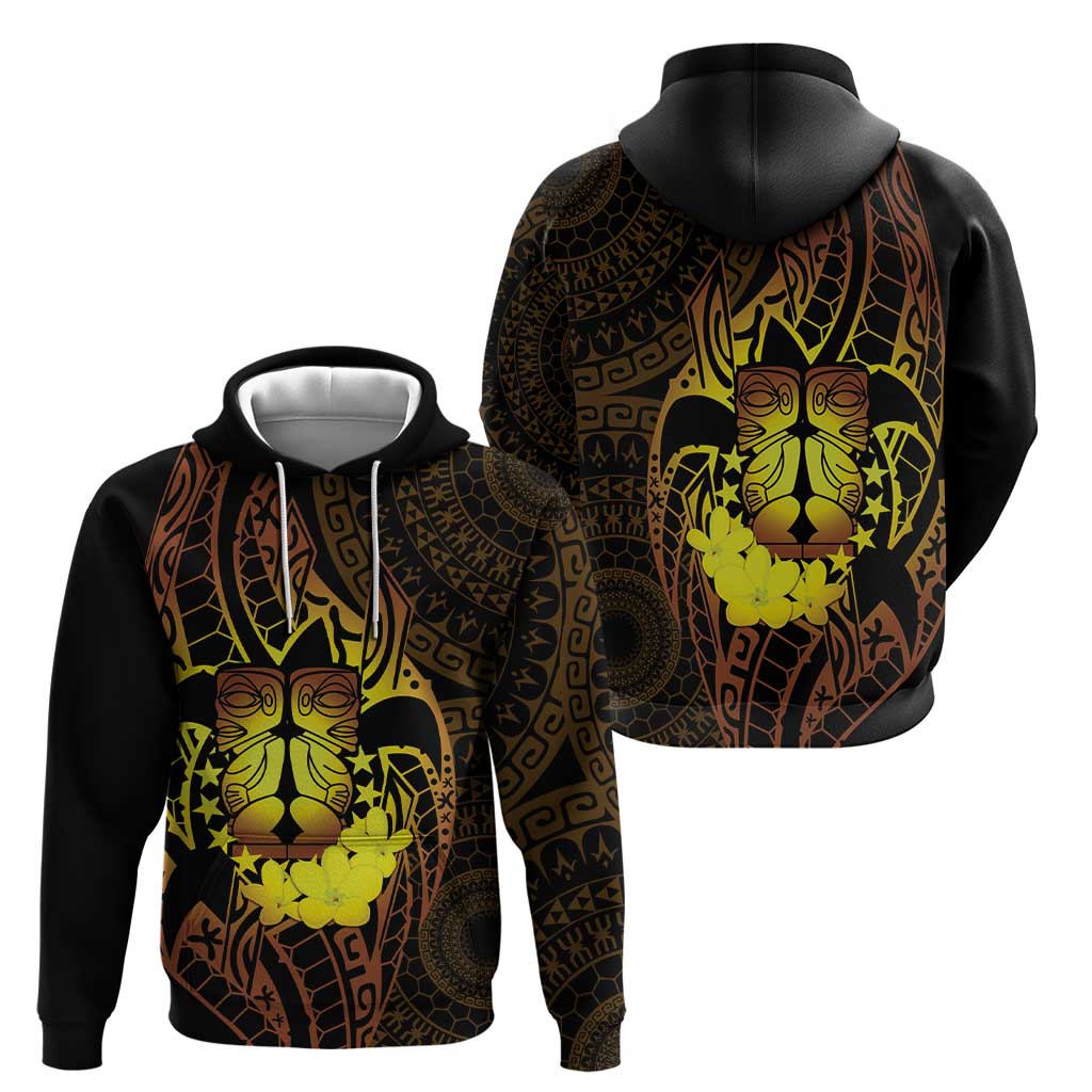 Kia Orana Kuki Airani Zip Hoodie Cook Islands Tangaroa God Tatau Gold