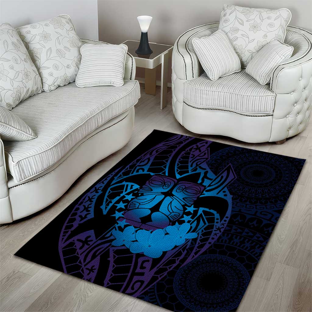 Kia Orana Kuki Airani Area Rug Cook Islands Tangaroa God Tatau Purple