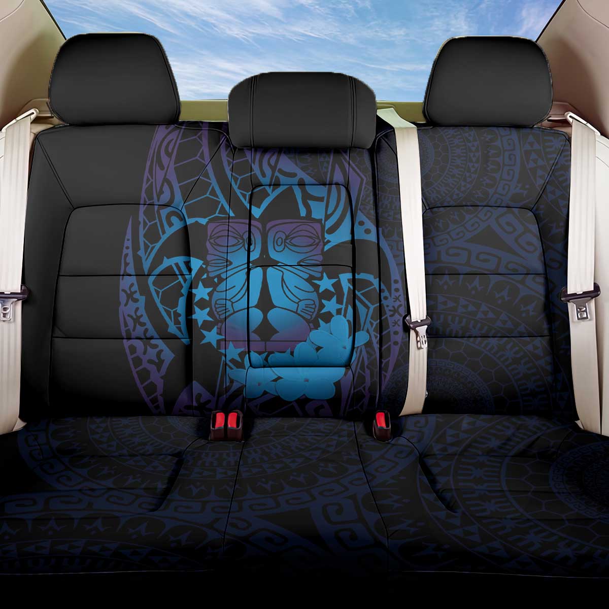 Kia Orana Kuki Airani Back Car Seat Cover Cook Islands Tangaroa God Tatau Purple
