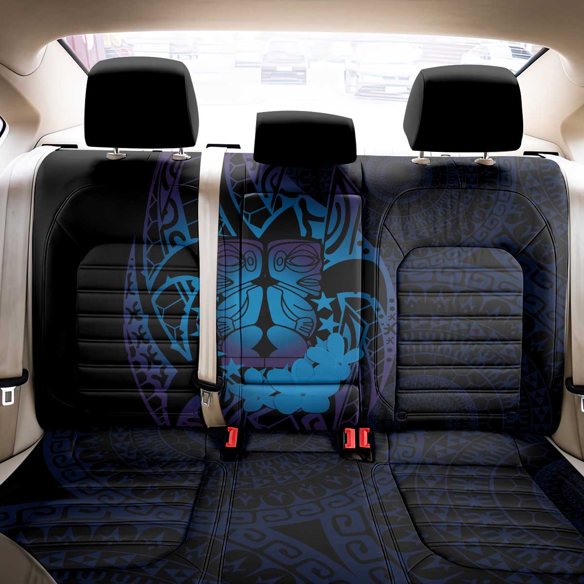 Kia Orana Kuki Airani Back Car Seat Cover Cook Islands Tangaroa God Tatau Purple