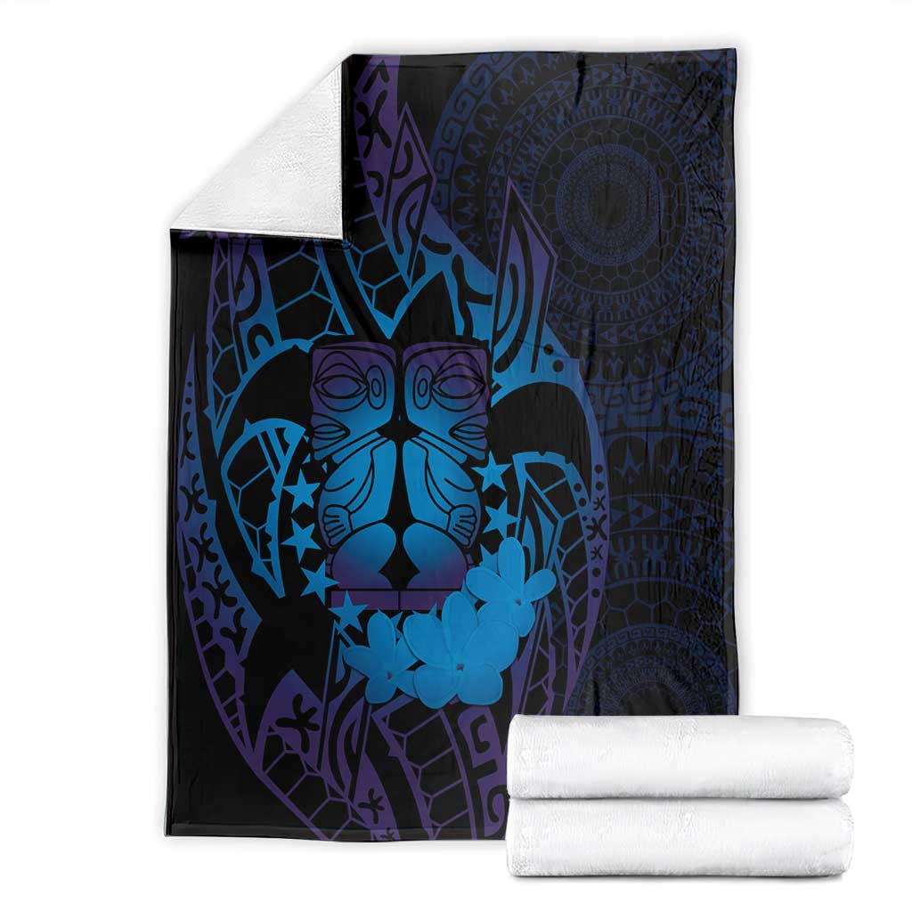 Kia Orana Kuki Airani Blanket Cook Islands Tangaroa God Tatau Purple
