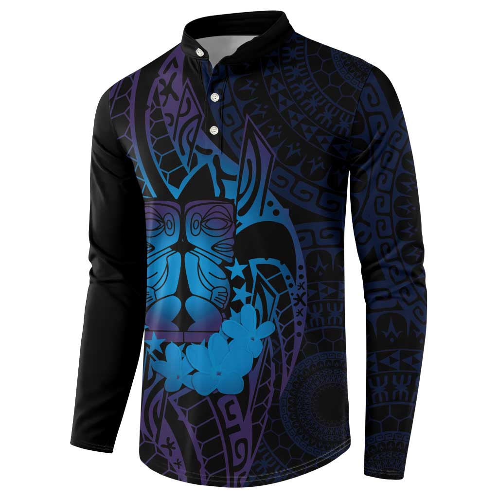 Kia Orana Kuki Airani Button Sweatshirt Cook Islands Tangaroa God Tatau Purple