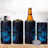Kia Orana Kuki Airani 4 in 1 Can Cooler Tumbler Cook Islands Tangaroa God Tatau Purple
