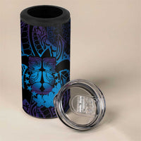 Kia Orana Kuki Airani 4 in 1 Can Cooler Tumbler Cook Islands Tangaroa God Tatau Purple