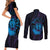 Kia Orana Kuki Airani Couples Matching Short Sleeve Bodycon Dress and Long Sleeve Button Shirt Cook Islands Tangaroa God Tatau Purple