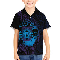 Kia Orana Kuki Airani Family Matching Off The Shoulder Long Sleeve Dress and Hawaiian Shirt Cook Islands Tangaroa God Tatau Purple