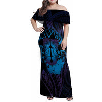 Kia Orana Kuki Airani Family Matching Off Shoulder Maxi Dress and Hawaiian Shirt Cook Islands Tangaroa God Tatau Purple