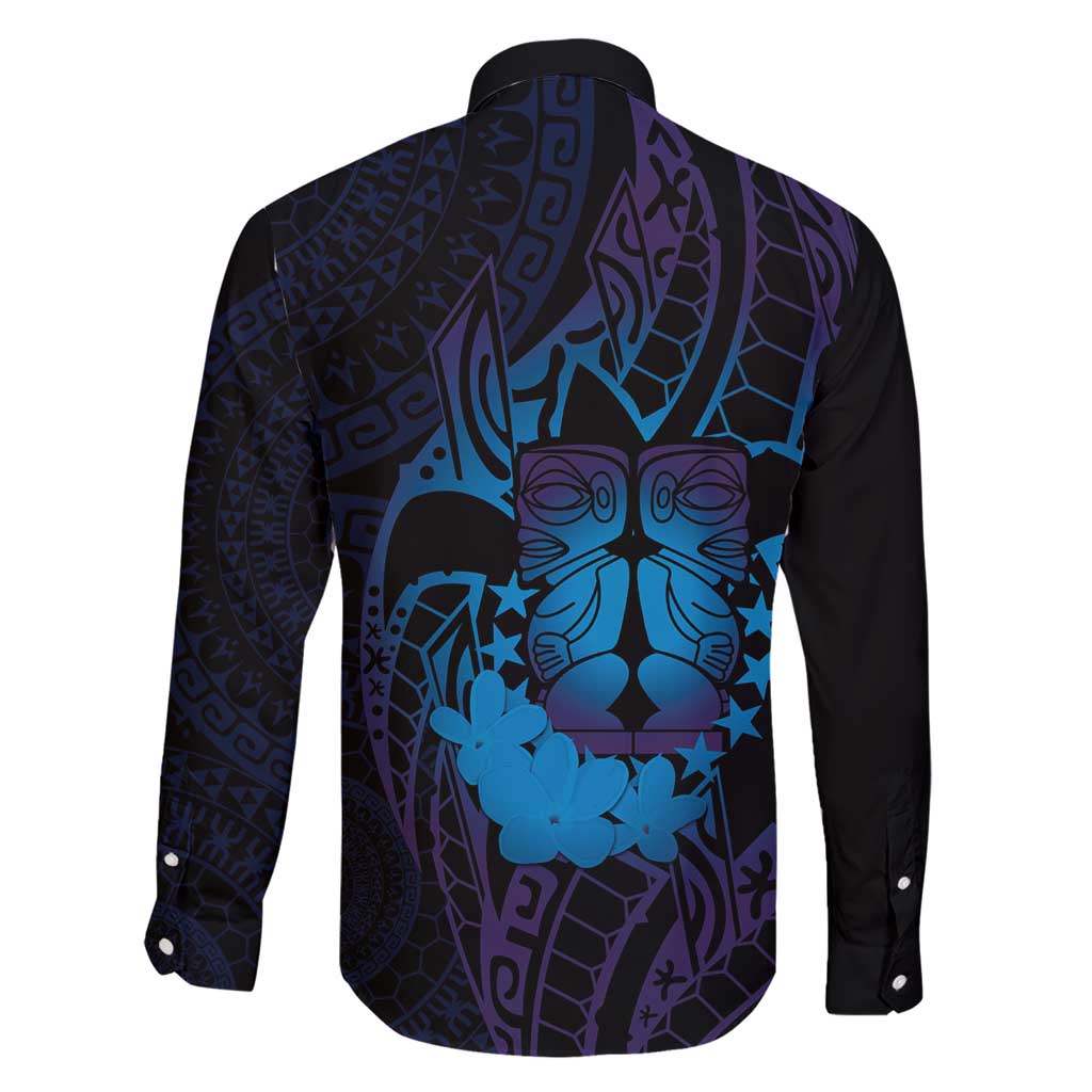 Kia Orana Kuki Airani Family Matching Short Sleeve Bodycon Dress and Hawaiian Shirt Cook Islands Tangaroa God Tatau Purple