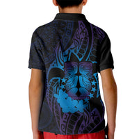 Kia Orana Kuki Airani Kid Polo Shirt Cook Islands Tangaroa God Tatau Purple