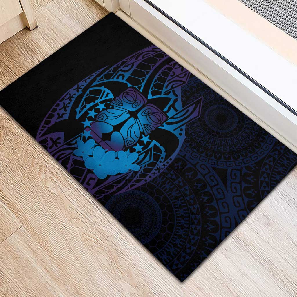 Kia Orana Kuki Airani Rubber Doormat Cook Islands Tangaroa God Tatau Purple