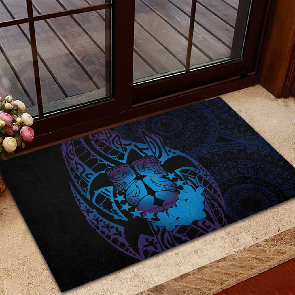Kia Orana Kuki Airani Rubber Doormat Cook Islands Tangaroa God Tatau Purple