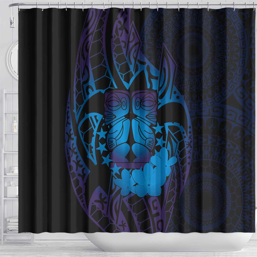 Kia Orana Kuki Airani Shower Curtain Cook Islands Tangaroa God Tatau Purple
