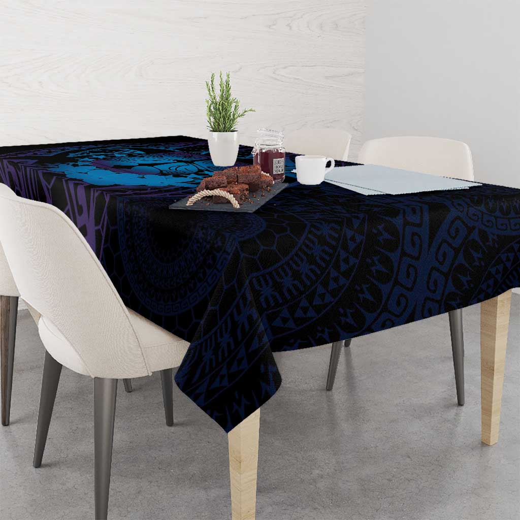 Kia Orana Kuki Airani Tablecloth Cook Islands Tangaroa God Tatau Purple