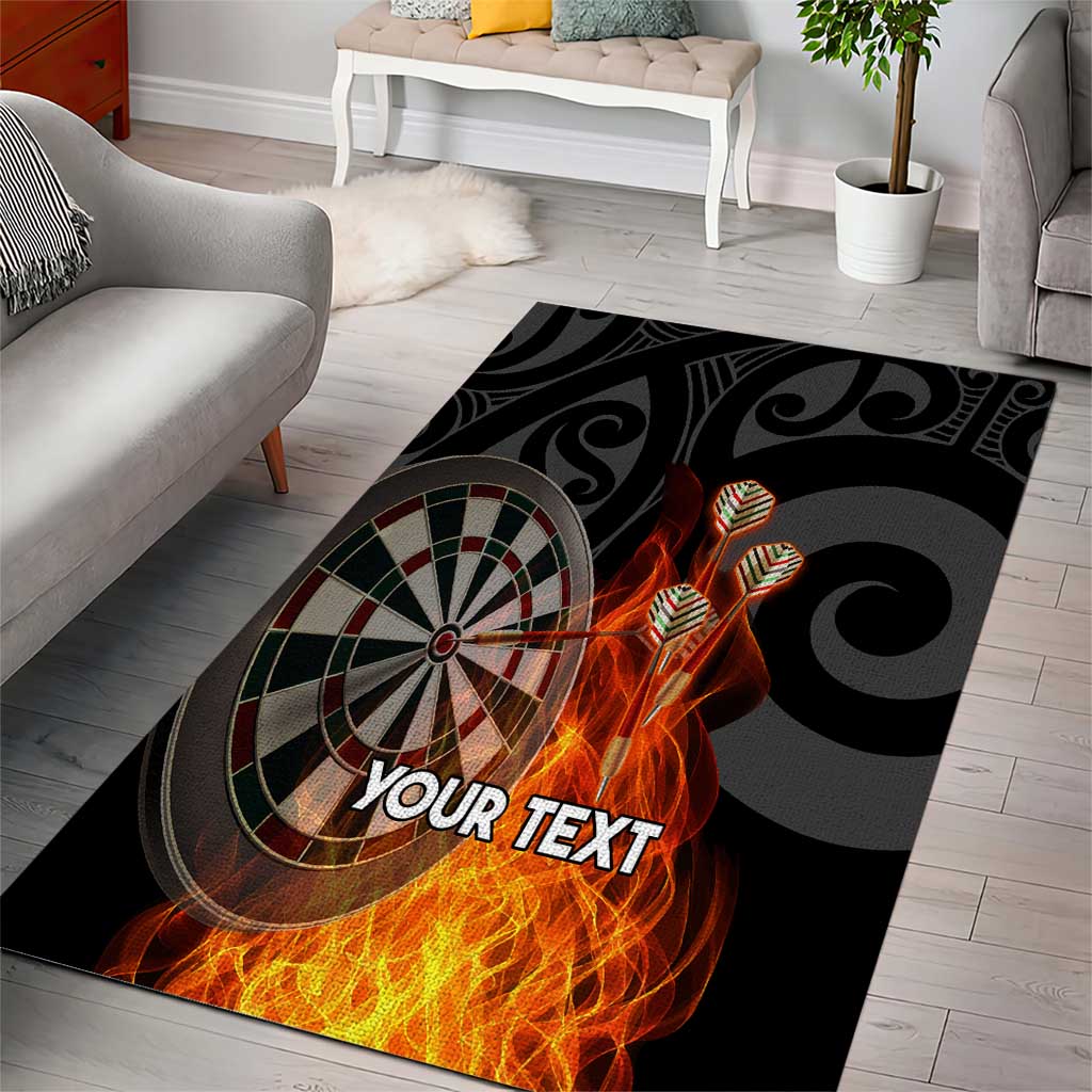 Personalised Aotearoa Darts Area Rug Maori Koru Flaming Dartboard