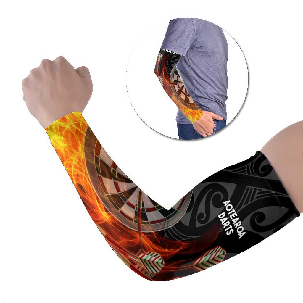Personalised Aotearoa Darts Arm Sleeves Maori Koru Flaming Dartboard - Polynesian Pride