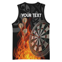 Personalised Aotearoa Darts Basketball Jersey Maori Koru Flaming Dartboard - Polynesian Pride