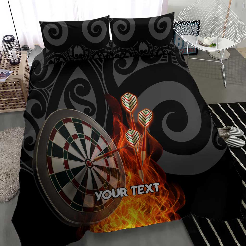 Personalised Aotearoa Darts Bedding Set Maori Koru Flaming Dartboard