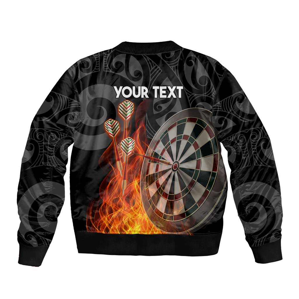 Personalised Aotearoa Darts Bomber Jacket Maori Koru Flaming Dartboard LT14 - Polynesian Pride
