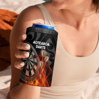 Personalised Aotearoa Darts 4 in 1 Can Cooler Tumbler Maori Koru Flaming Dartboard