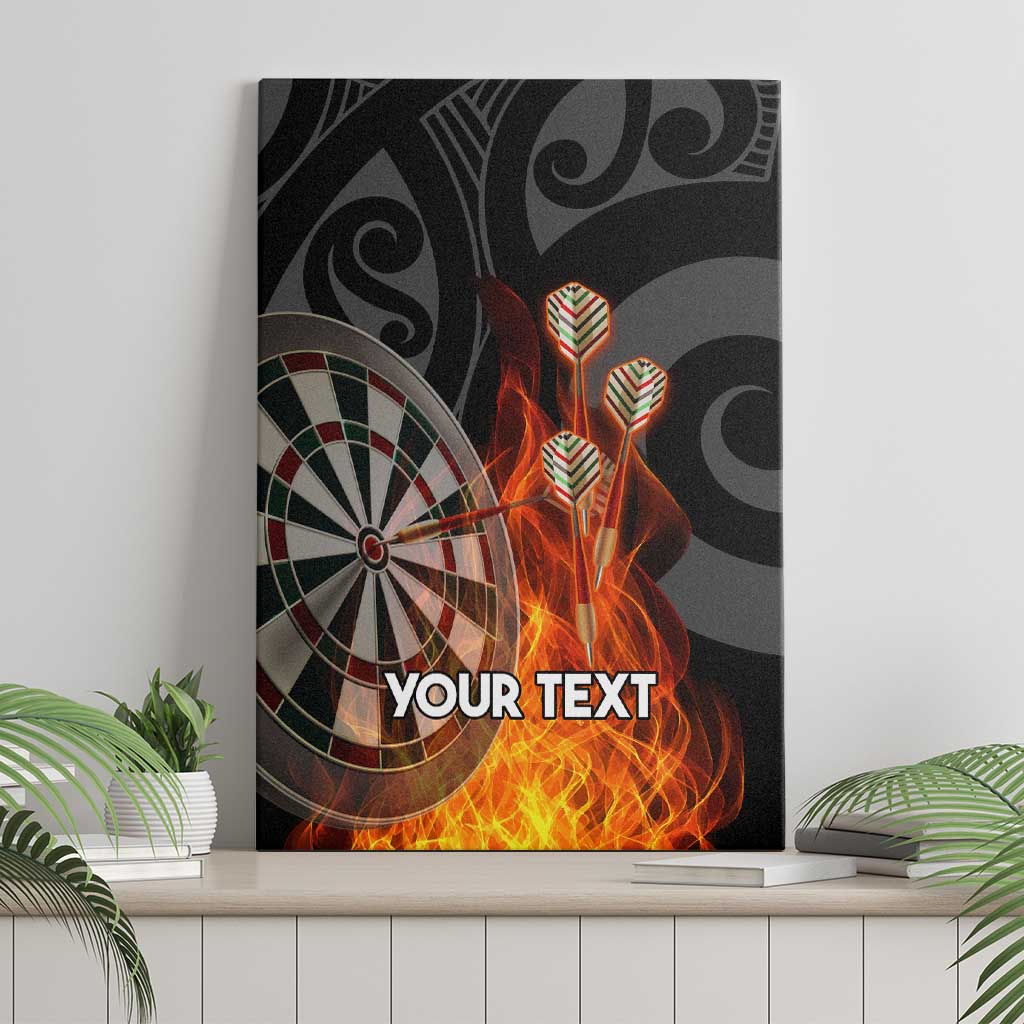 Personalised Aotearoa Darts Canvas Wall Art Maori Koru Flaming Dartboard